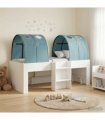 vidaXL Bed with Tunnel 3 pcs White and Light Blue Engineered Wood