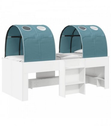 vidaXL Bed with Tunnel 3 pcs White and Light Blue Engineered Wood