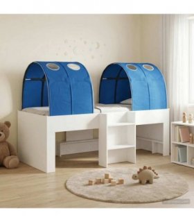vidaXL Bed with Tunnel 3 pcs White and Blue Engineered Wood