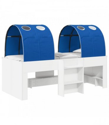 vidaXL Bed with Tunnel 3 pcs White and Blue Engineered Wood