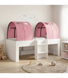 vidaXL Bed with Tunnel 3 pcs White and Pink Engineered Wood