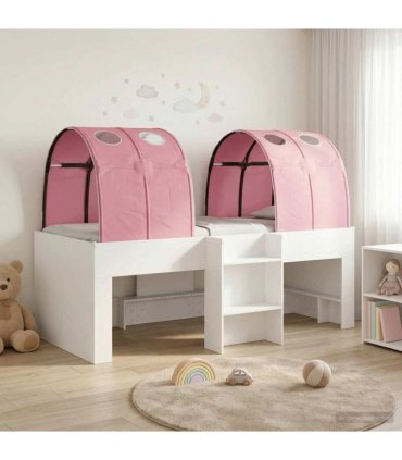 vidaXL Bed with Tunnel 3 pcs White and Pink Engineered Wood