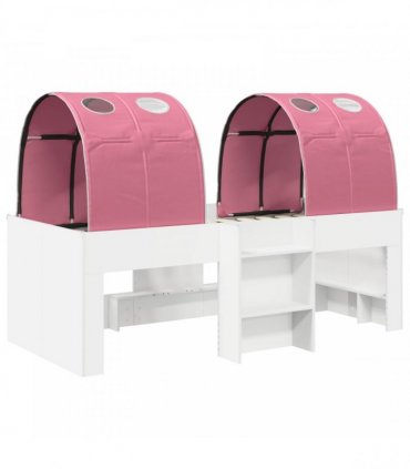 vidaXL Bed with Tunnel 3 pcs White and Pink Engineered Wood