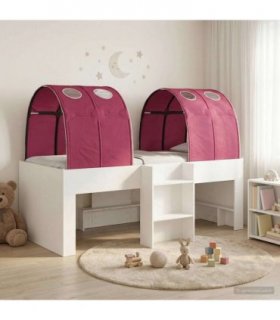 vidaXL Bed with Tunnel 3 pcs White and Red Engineered Wood
