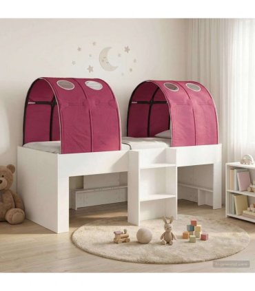 vidaXL Bed with Tunnel 3 pcs White and Red Engineered Wood