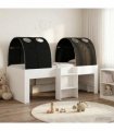 vidaXL Bed with Tunnel 3 pcs White and Black Engineered Wood