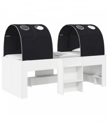 vidaXL Bed with Tunnel 3 pcs White and Black Engineered Wood