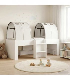 vidaXL Bed with Tunnel 3 pcs White Engineered Wood