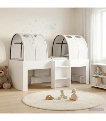 vidaXL Bed with Tunnel 3 pcs White Engineered Wood