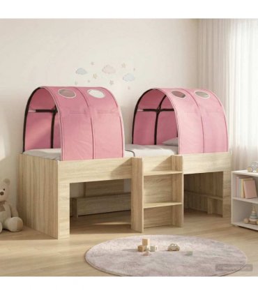 vidaXL Bed with Tunnel 3 pcs Sonoma Oak and Pink Engineered Wood