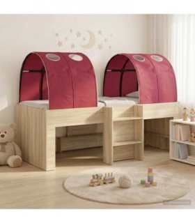vidaXL Bed with Tunnel 3 pcs Sonoma Oak and Red Engineered Wood