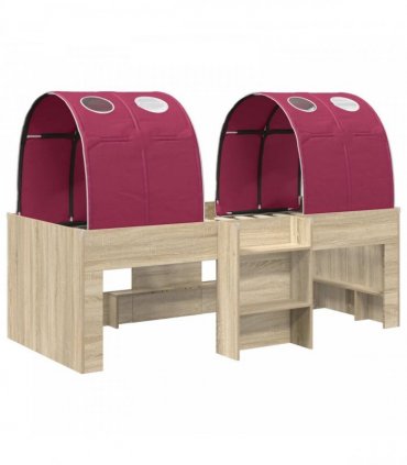 vidaXL Bed with Tunnel 3 pcs Sonoma Oak and Red Engineered Wood