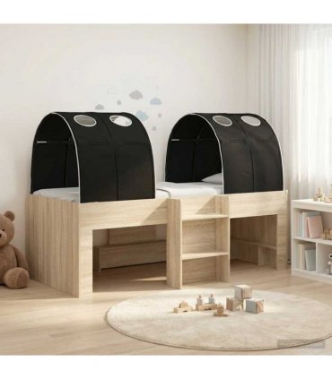 vidaXL Bed with Tunnel 3 pcs Sonoma Oak and Black 98.5 x 200 cm