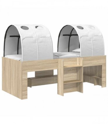 vidaXL Bed with Tunnel 3 pcs Sonoma Oak and White 98.5 x 200 cm