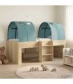 vidaXL Bed with Tunnel 3 pcs Sonoma Oak and Light Blue Engineered Wood