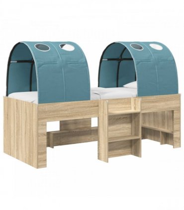 vidaXL Bed with Tunnel 3 pcs Sonoma Oak and Light Blue Engineered Wood