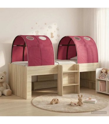 vidaXL Bed with Tunnel 3 pcs Sonoma Oak and Red Engineered Wood