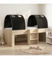vidaXL Bed with Tunnel 3 pcs Sonoma Oak and Black Engineered Wood