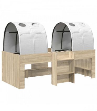 vidaXL Bed with Tunnel 3 pcs Sonoma Oak and White Engineered Wood