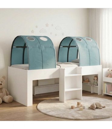 vidaXL Bed with Tunnel 3 pcs White and Light Blue Engineered Wood