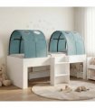vidaXL Bed with Tunnel 3 pcs White and Light Blue Engineered Wood