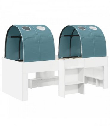 vidaXL Bed with Tunnel 3 pcs White and Light Blue Engineered Wood