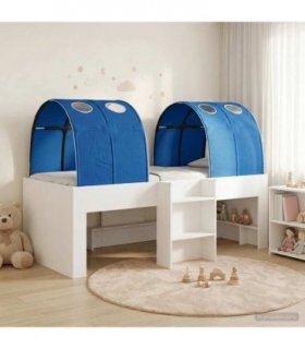vidaXL Bed with Tunnel 3 pcs White and Blue Engineered Wood