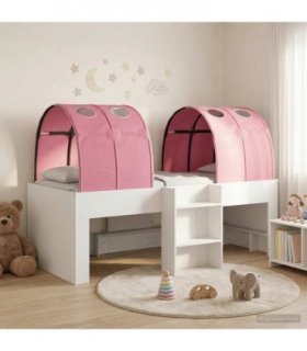 vidaXL Bed with Tunnel 3 pcs White and Pink Engineered Wood