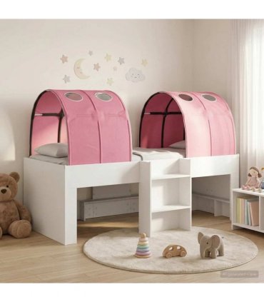 vidaXL Bed with Tunnel 3 pcs White and Pink Engineered Wood