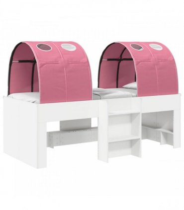 vidaXL Bed with Tunnel 3 pcs White and Pink Engineered Wood