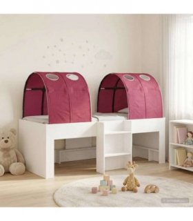vidaXL Bed with Tunnel 3 pcs White and Red Engineered Wood