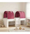 vidaXL Bed with Tunnel 3 pcs White and Red Engineered Wood
