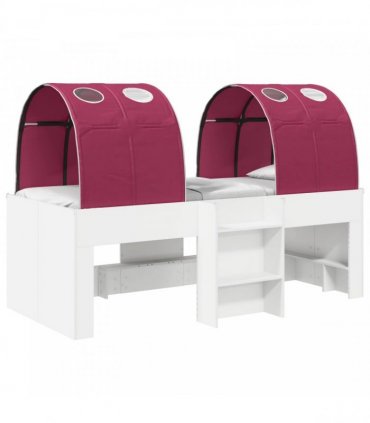 vidaXL Bed with Tunnel 3 pcs White and Red Engineered Wood