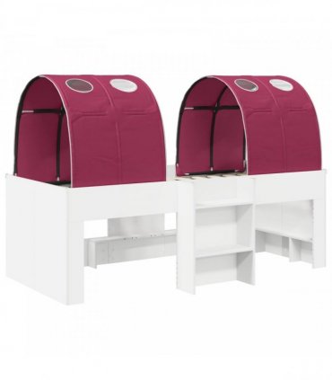 vidaXL Bed with Tunnel 3 pcs White and Red Engineered Wood