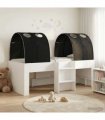 vidaXL Bed with Tunnel 3 pcs White and Black Engineered Wood