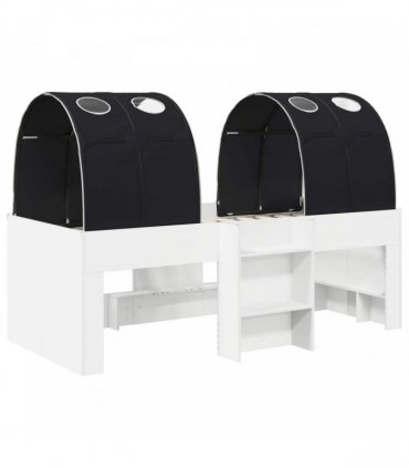 vidaXL Bed with Tunnel 3 pcs White and Black Engineered Wood