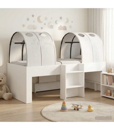 vidaXL Bed with Tunnel 3 pcs White Engineered Wood