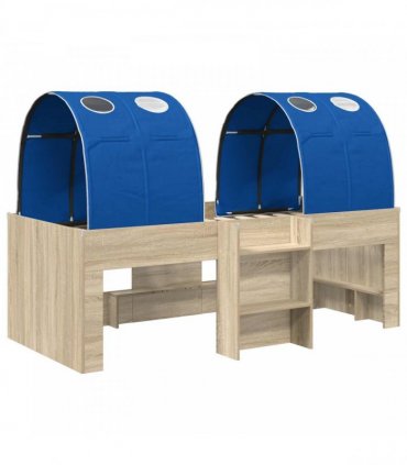 vidaXL Bed with Tunnel 3 pcs Sonoma and Blue Engineered Wood