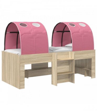 vidaXL Bed with Tunnel 4 pcs Sonoma and Pink Engineered Wood