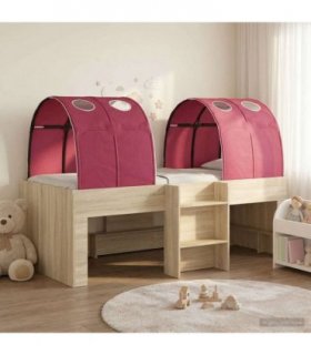vidaXL Bed with Tunnel 3 pcs Sonoma and Red Engineered Wood