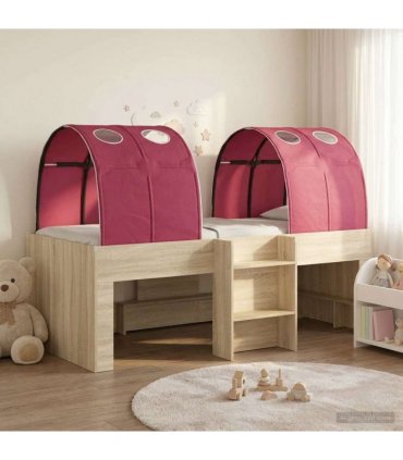 vidaXL Bed with Tunnel 3 pcs Sonoma and Red Engineered Wood