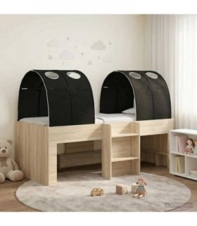 vidaXL Bed with Tunnel 3 pcs Sonoma and Black Engineered Wood