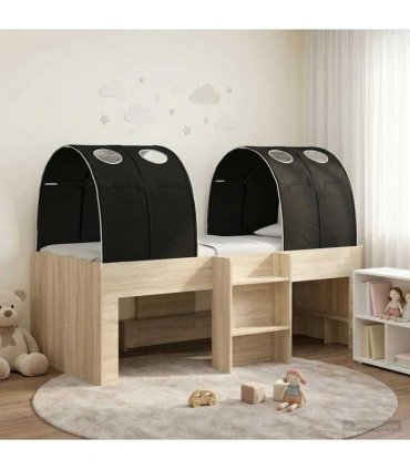 vidaXL Bed with Tunnel 3 pcs Sonoma and Black Engineered Wood