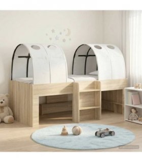 vidaXL Bed with Tunnel 3 pcs Sonoma and White Engineered Wood