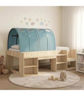 vidaXL Bed with Tunnel 3 pcs Sonoma Oak and Light Blue Engineered Wood