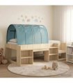 vidaXL Bed with Tunnel 3 pcs Sonoma Oak and Light Blue Engineered Wood