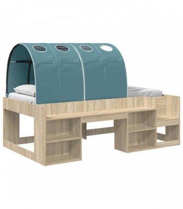 vidaXL Bed with Tunnel 3 pcs Sonoma Oak and Light Blue Engineered Wood