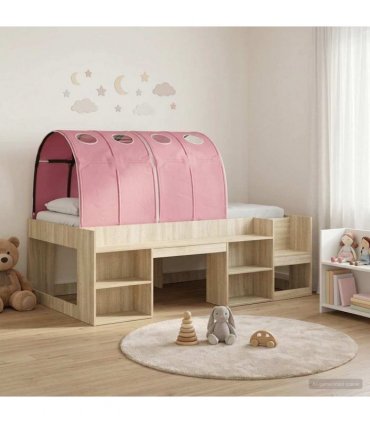 vidaXL Bed with Tunnel 3 pcs Sonoma Oak and Pink Engineered Wood