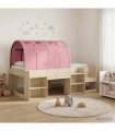 vidaXL Bed with Tunnel 3 pcs Sonoma Oak and Pink Engineered Wood