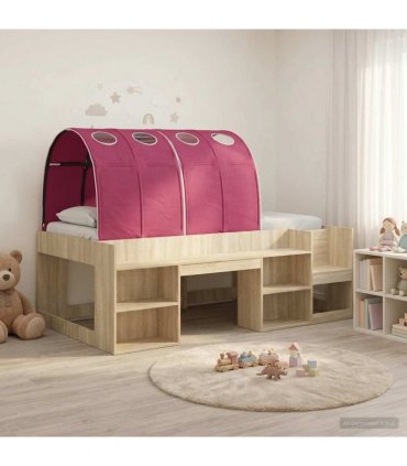 vidaXL Bed with Tunnel 3 pcs Sonoma Oak and Red Engineered Wood